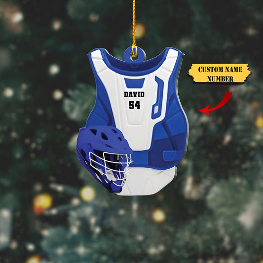 Personalized Lacrosse Uniform And Helmet Flat Acrylic Ornament - Gift For Lacrosse Players 1, Ornament Decoration, Ornament For Gift, Ornament Christmas