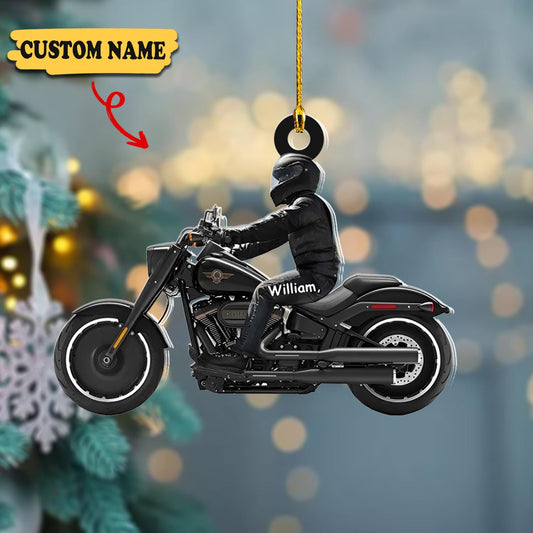 Personalized Men biker Acrylic Ornament, Christmas Tree Decor For Motorcycle Biker, Ornament Decoration, Ornament For Gift, Ornament Christmas