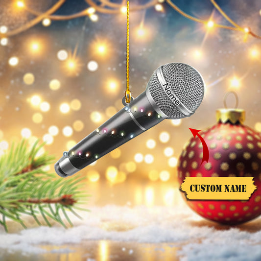 Personalized Microphone Christmas Tree Ornament Christmas Ornament Decor Micro, Ornament Decoration, Ornament For Gift, Ornament Christmas