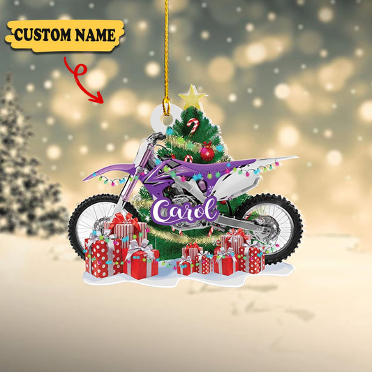 Personalized Motorcross Multicolor Pine Tree Gift Ornaments, Biker Christmas Ornament, Motorcycle Ornament, Ornament Decoration, Ornament For Gift, Ornament Christmas