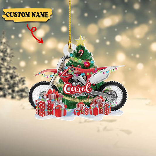 Personalized Motorcross Multicolor Pine Tree Gift Ornaments, Biker Christmas Ornament, Motorcycle Ornament, Ornament Decoration, Ornament For Gift, Ornament Christmas