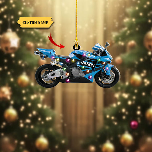Personalized Name Motocross Multicolor Christmas Ornaments, 2D Flat Ornament for Motorcycle Lover, Ornament Decoration, Ornament For Gift, Ornament Christmas