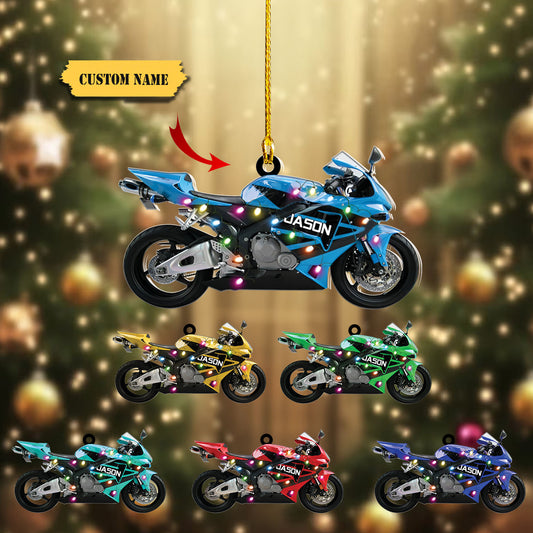 Personalized Name Motocross Multicolor Christmas Ornaments, 2D Flat Ornament for Motorcycle Lover, Ornament Decoration, Ornament For Gift, Ornament Christmas