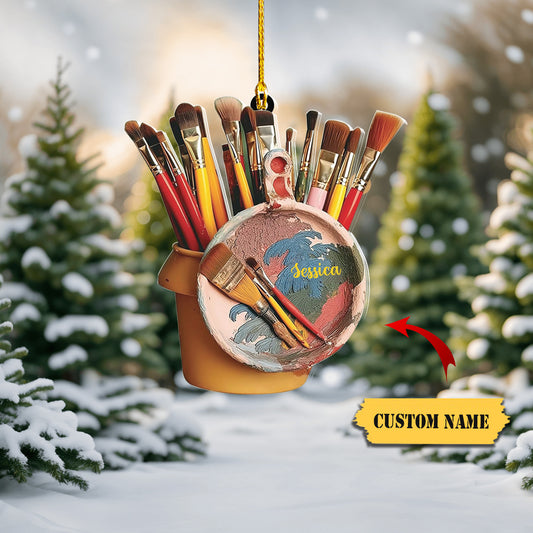 Personalized Painter's Art Palette Christmas Ornament, Artist's Painting Palette Christmas Ornament 5, Ornament Decoration, Ornament For Gift, Ornament Christmas