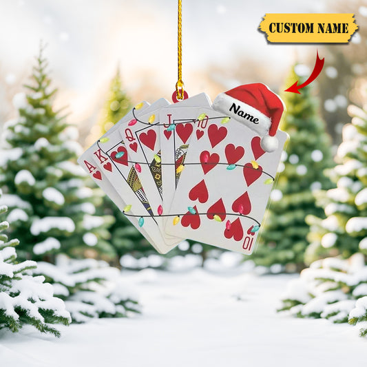 Personalized Playing Card Christmas Hanging Ornament, Casino Games Ornament, Ornament Decoration, Ornament For Gift, Ornament Christmas