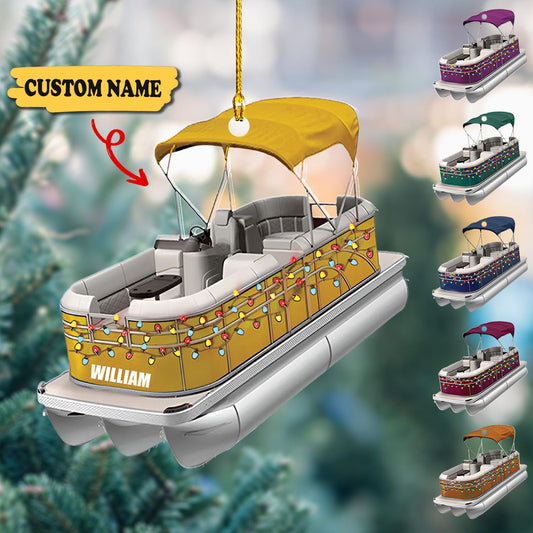 Personalized Pontoon Boat Christmas Ornament, pontoon boat ornament, Christmas gift home decor, Ornament Decoration, Ornament For Gift, Ornament Christmas
