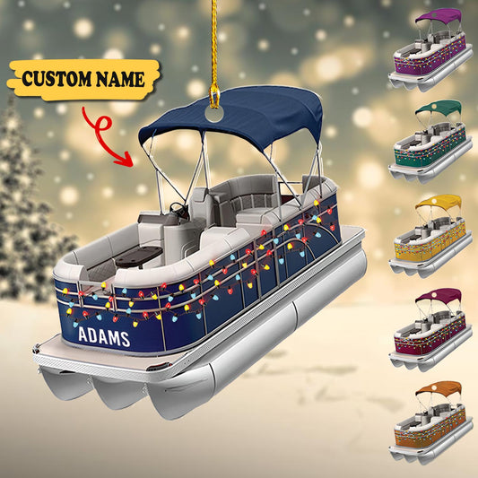 Personalized Pontoon Boat Christmas Ornament, pontoon boat ornament, Christmas gift home decor, Ornament Decoration, Ornament For Gift, Ornament Christmas
