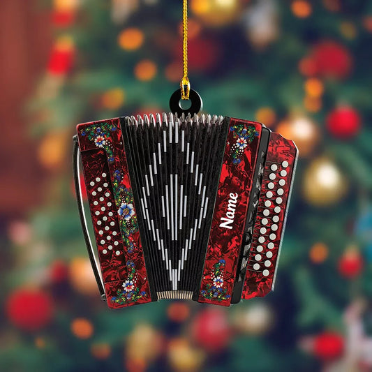 Personalized Red Accordion Ornament, Christmas Accordion Ornament, Xmas Ornament - Copy, Ornament Decoration, Ornament For Gift, Ornament Christmas