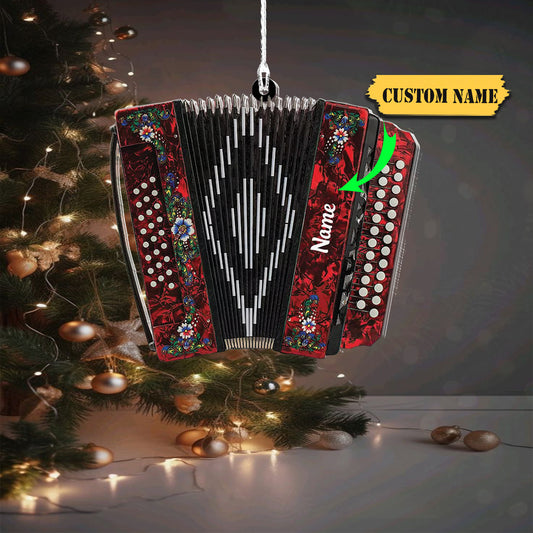Personalized Red Accordion Ornament, Christmas Accordion Ornament, Xmas Ornament, Ornament Decoration, Ornament For Gift, Ornament Christmas