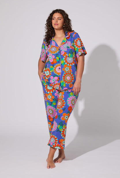 BedHead X Trina Turk Tokyo Floral Short Sleeve Classic Stretch Jersey Cropped PJ Set