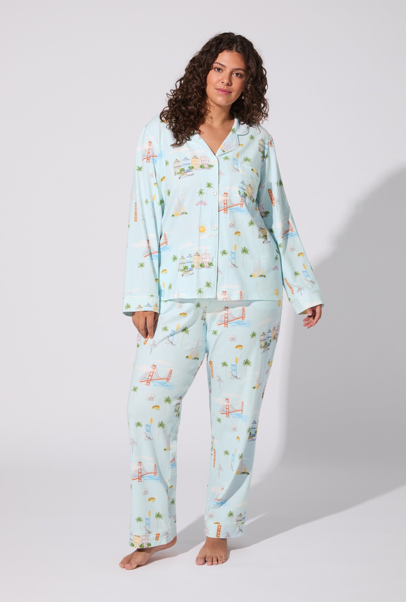 City By The Bay Long Sleeve Classic Stretch Jersey PJ Set