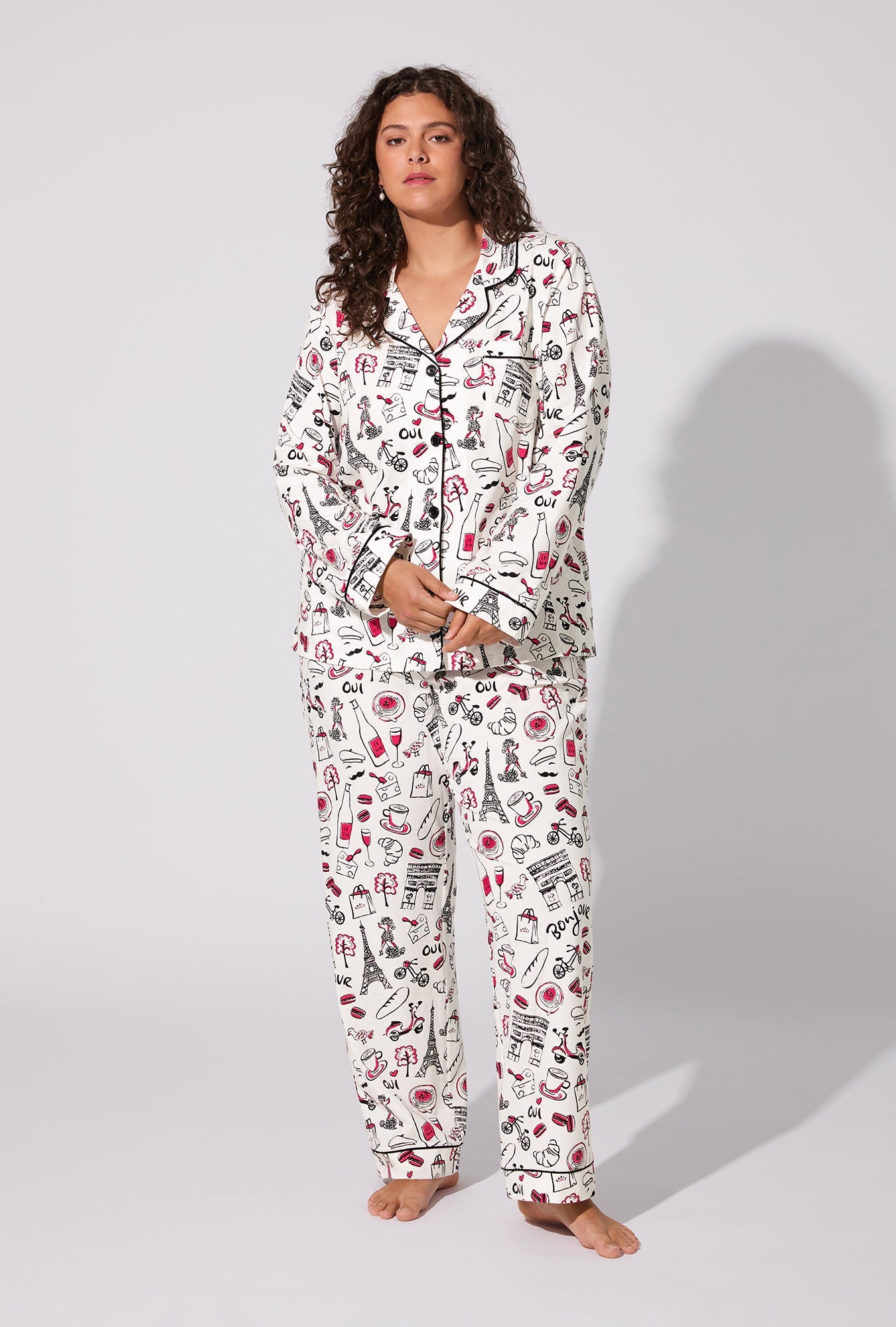 Bonjour Paris Long Sleeve Classic Stretch Jersey PJ Set