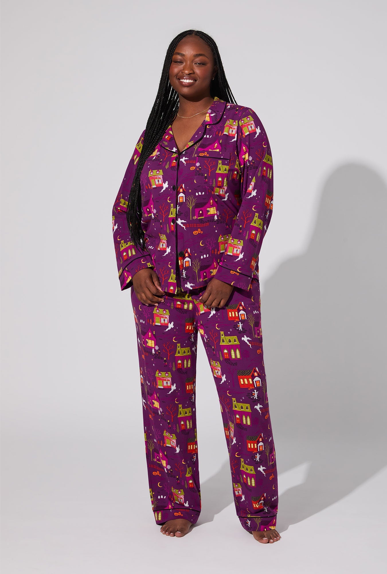 Spooky Town USA Long Sleeve Classic Stretch Jersey PJ Set
