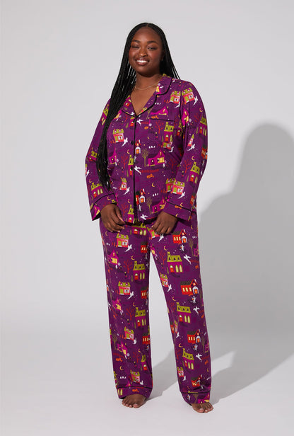 Spooky Town USA Long Sleeve Classic Stretch Jersey PJ Set