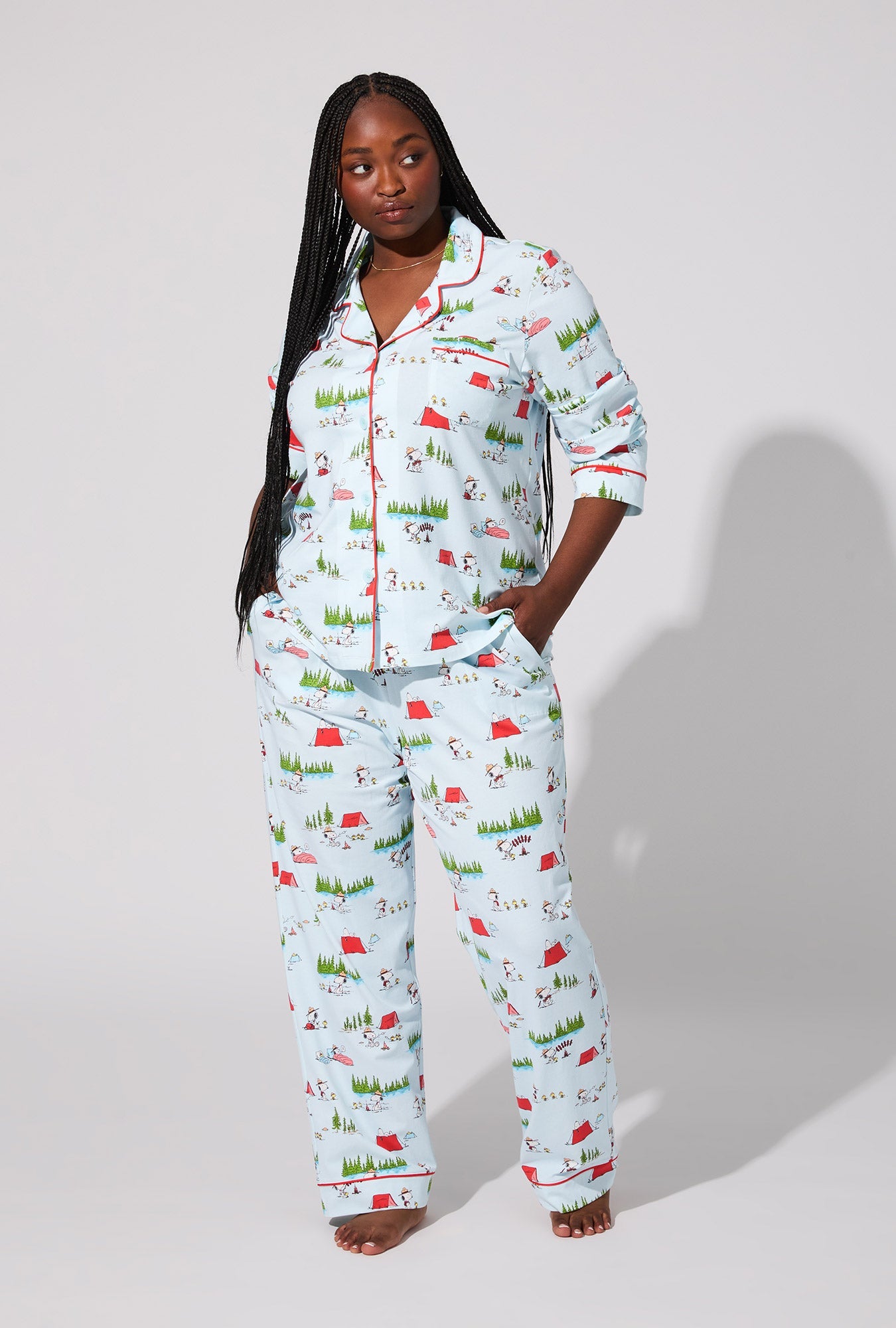 Peanuts® Camp Snoopy Long Sleeve Classic Stretch Jersey PJ Set