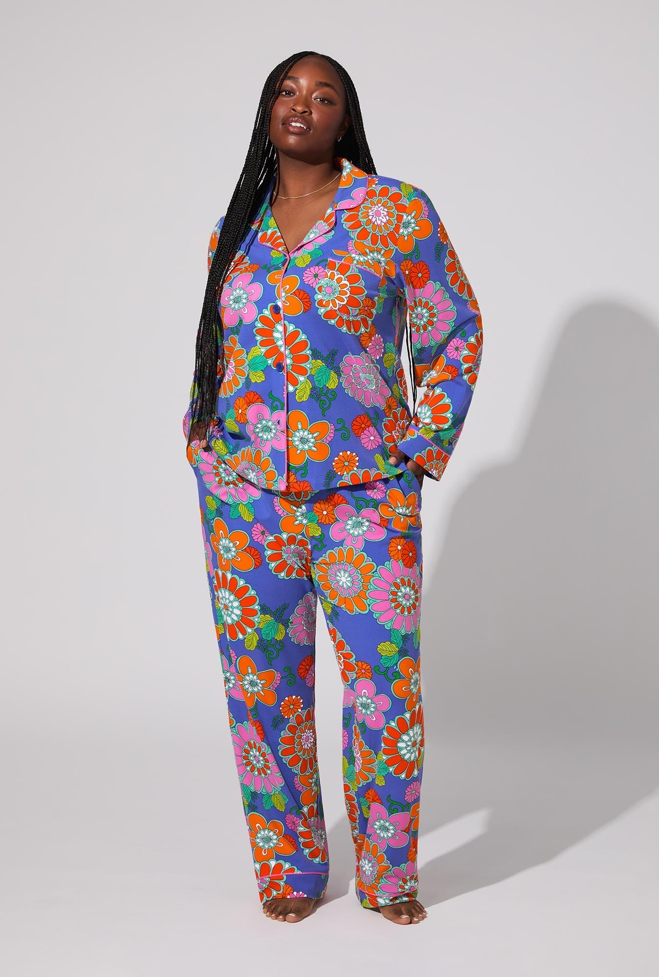 BedHead X Trina Turk Tokyo Floral Long Sleeve Classic Stretch Jersey PJ Set