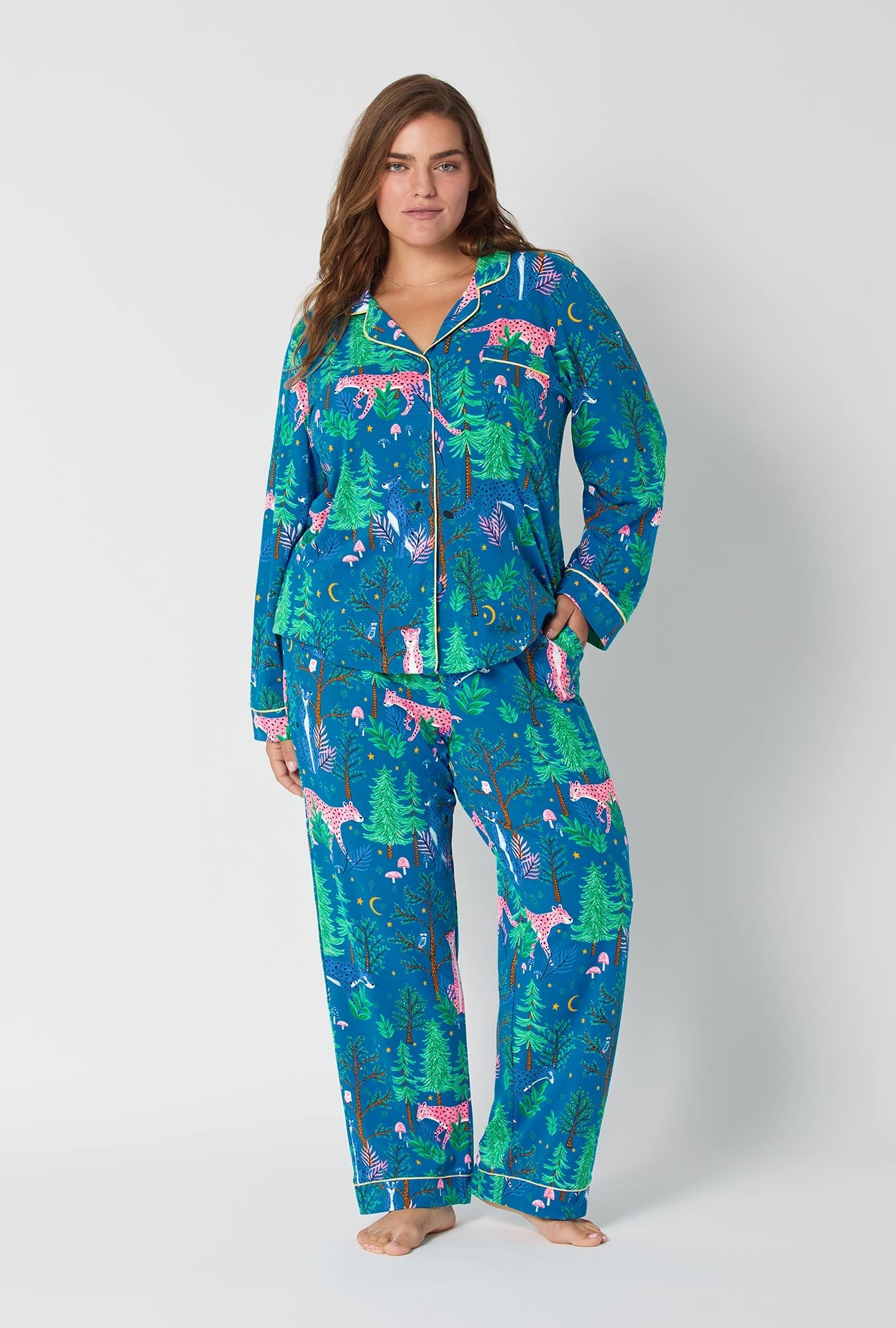 Midnight Forest Long Sleeve Classic Stretch Jersey Pj Set