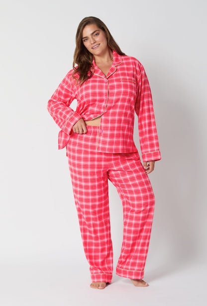 Wonderland Plaid Long Sleeve Classic Woven Portuguese Flannel PJ Set
