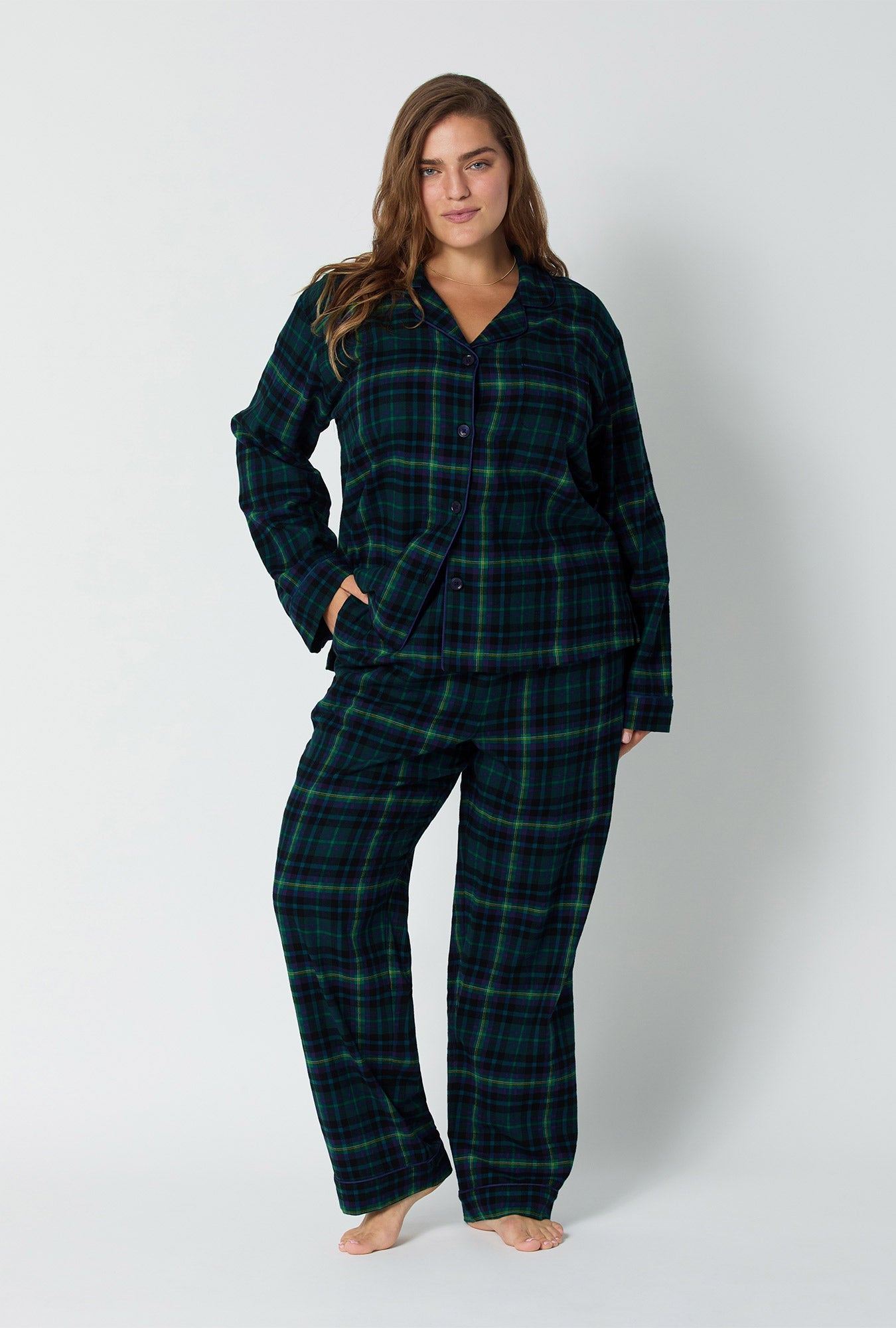 Walden Plaid Long Sleeve Classic Woven Portuguese Flannel PJ Set