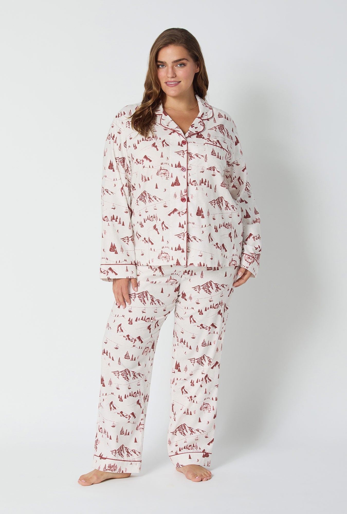 Alpine Toile Long Sleeve Classic Woven Portuguese Flannel PJ Set