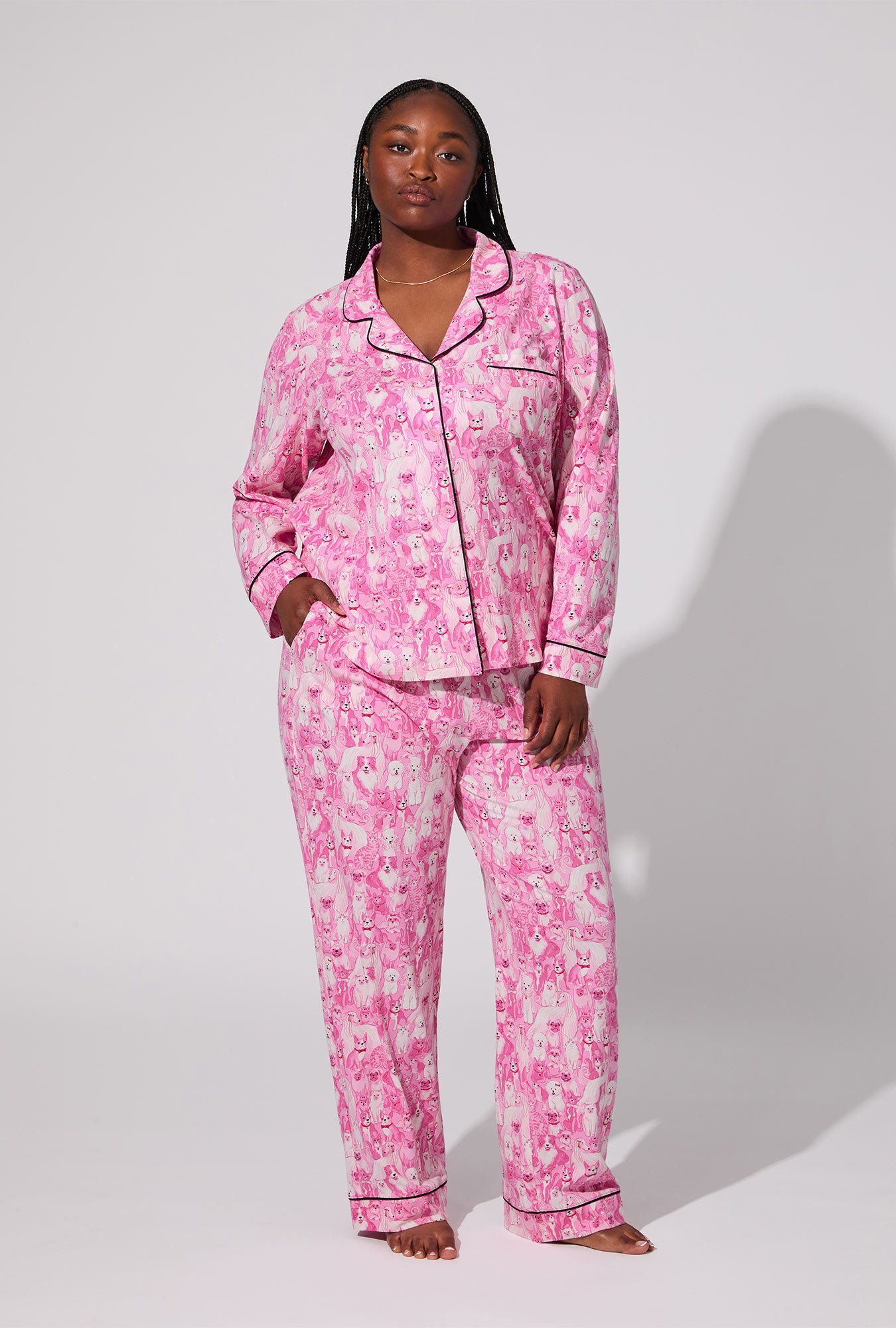 Paw-fectly Pink Long Sleeve Classic Stretch Jersey PJ Set