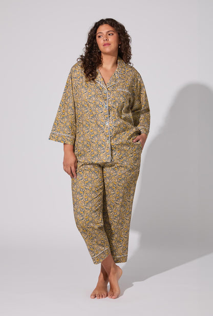 Theodore Manor 3/4 Sleeve Classic Woven Tana Lawn® Cropped PJ set Made With Liberty Fabric