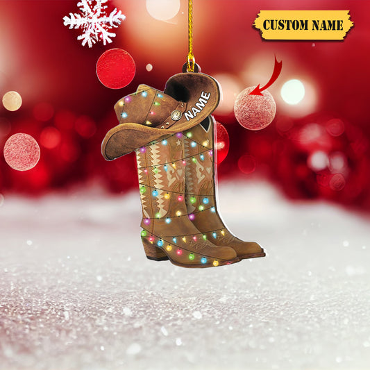 Podagree Personalized Cowboy Boots and Hat Christmas Ornament for Cowboy, Cowboy Cowgirl Horseback Riding Ornament234, Ornament Decoration, Ornament For Gift, Ornament Christmas