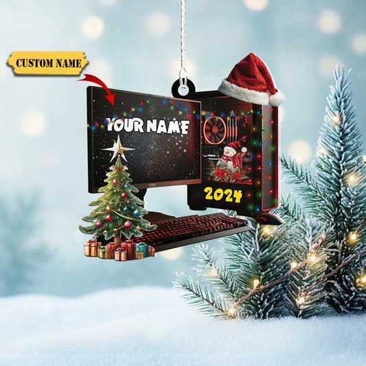 Podagree Personalized Name PC Computer Ornament Christmas, Shape Flat Christmas Ornament for Gamer, Gaming Gamer Christmas Ornament Gift for Boys45656, Ornament Decoration, Ornament For Gift, Ornament Christmas