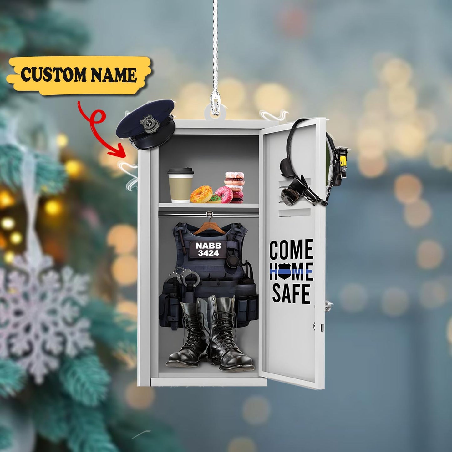 Police Locker Room, Personalized Acrylic Ornament, Ornament For Him, Gift For Him, Ornament Christmas