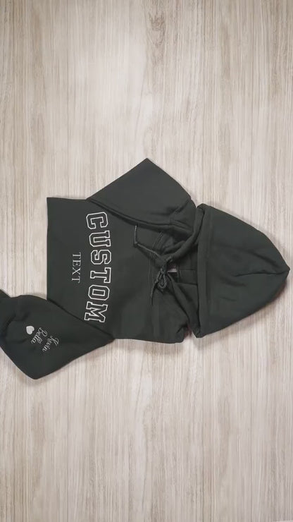 Custom Text Embroidered Hoodie With Names On Sleeve, Personalized College Letter Embroidery Sweatshirt, Custom Mama Outfit, Mothers Day Gift