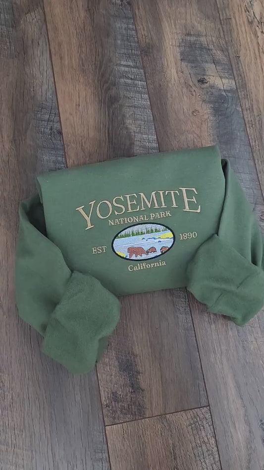 Yosemite California Embroidered Crewneck, Yosemite National Park, National Park Sweatshirt, Outdoor Lifestyle, T-shirt, Sweatshirt, Hoodie