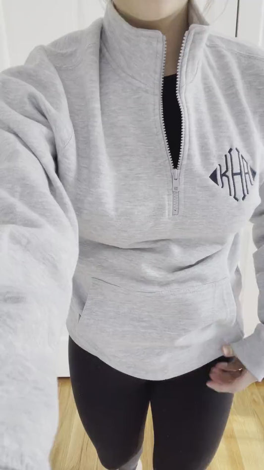 Quarter Zip Custom Logo Sweatshirt, Monogram Pullover Fleece, Personalized Gifts, Embroidered Sweatshirt, Personalized Gift CUSTOM Logo