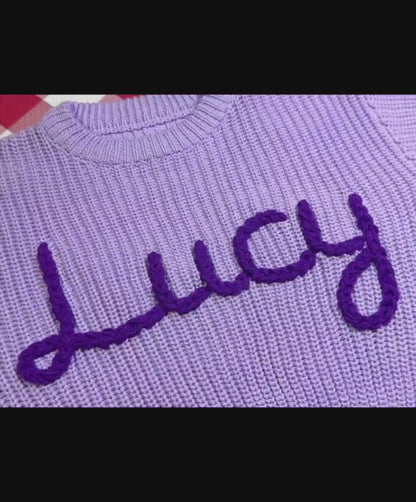 Custome Baby Name Sweater, Pink Baby Girls Sweater With Name, Personalized Hand Embroidered Name Baby Sweater, Best Birthday Gift For Baby