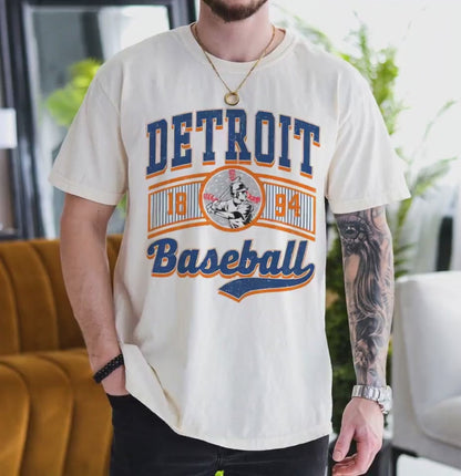 Vintage Detroit 90s Style Football Sweatshirt, Baseball Team Shirt, Detroit Game Day Tee, Throwback Detroit Shirt, Baseball Mom Tee