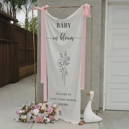 Personalized Fabric Baby Shower Sign, Baby in Bloom Welcome Sign, Custom Baby Shower Sign, Welcome Sign for Baby Shower, Baby Shower Decor