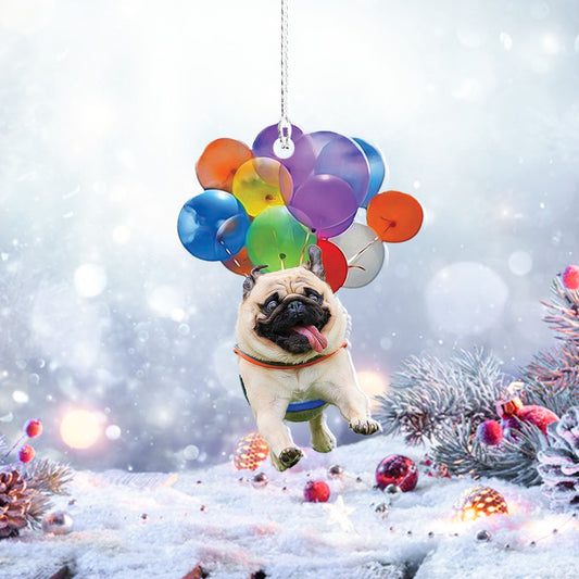 Pug Dog Fly With Bubbles Car Hanging Ornament Dog, Ornament Decoration, Ornament Christmas - TeeZworldVN