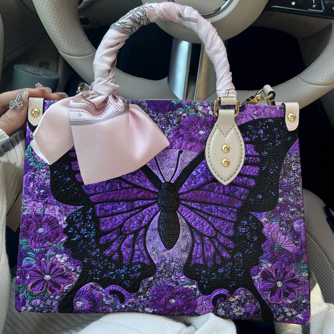 Leather Bag Midnight Bloom Butterfly