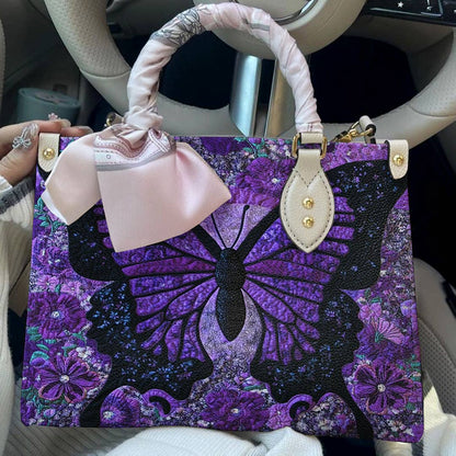 Leather Bag Midnight Bloom Butterfly