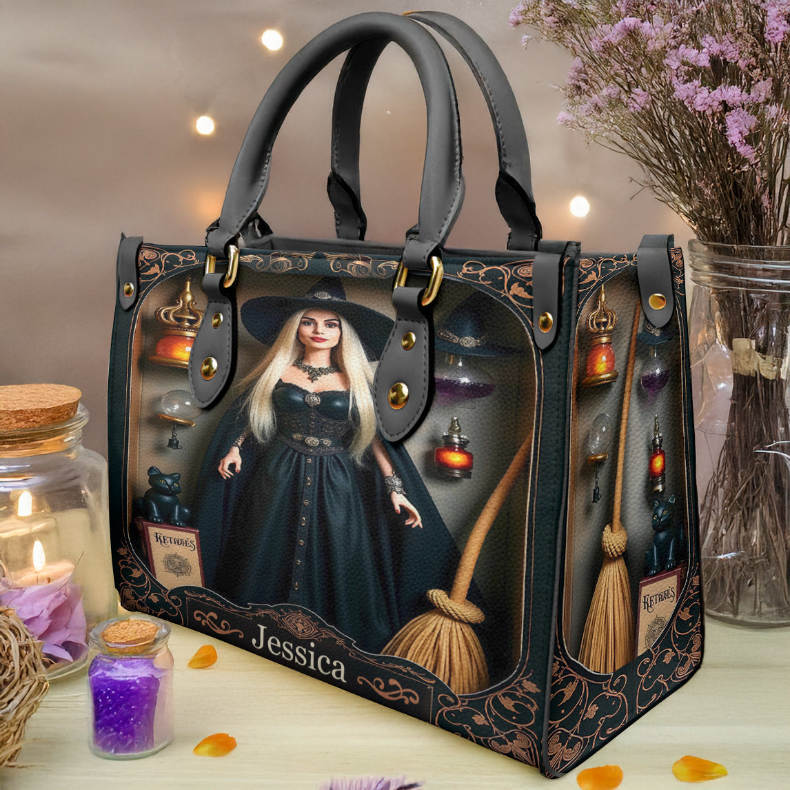 Personalized Leather Bag Beautiful Witch Life