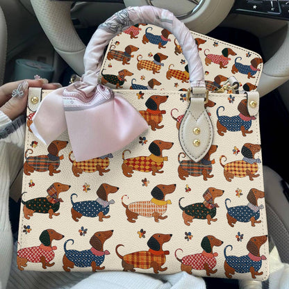 Dachshund Leather Bag Joyful