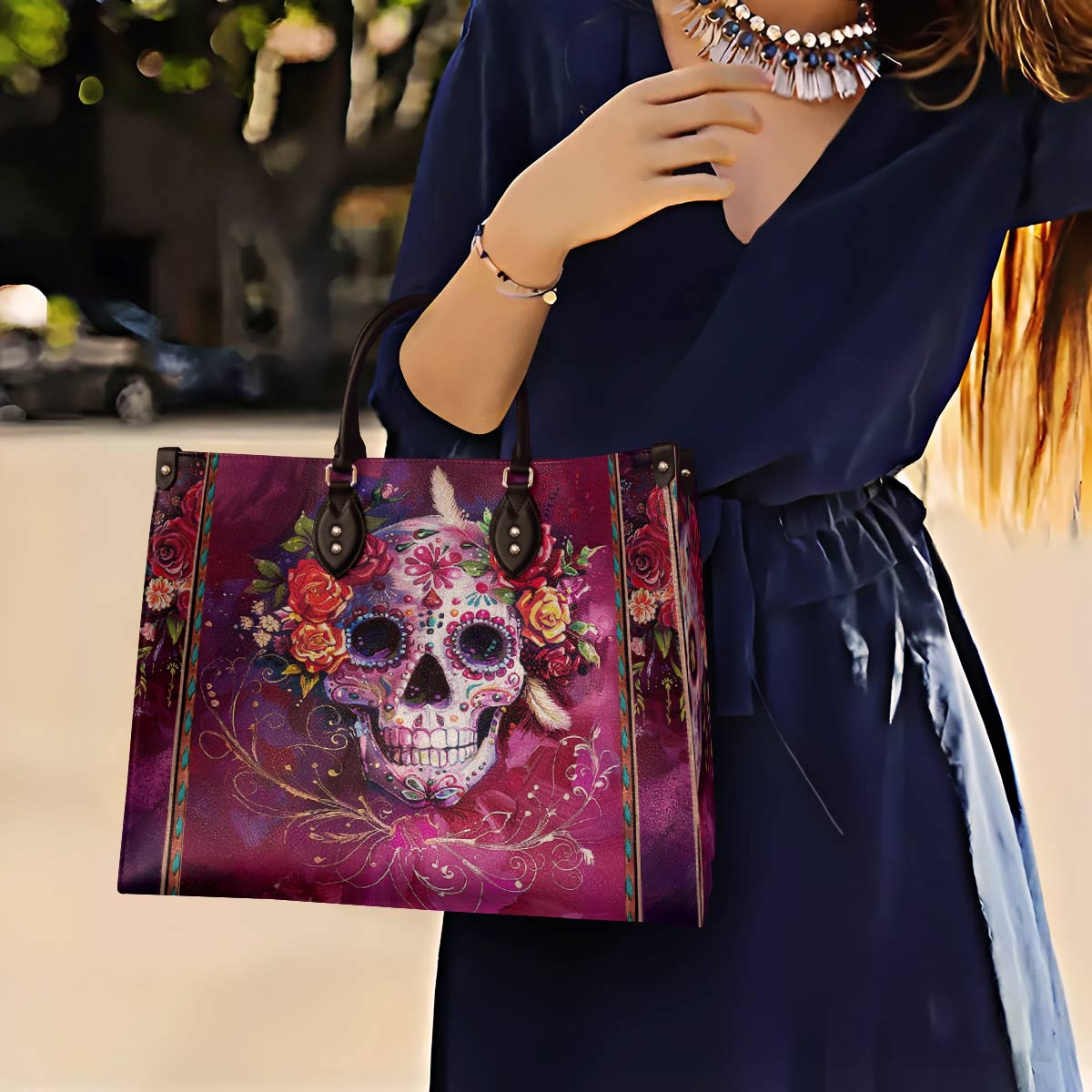 Leather Bag Fiesta Skull