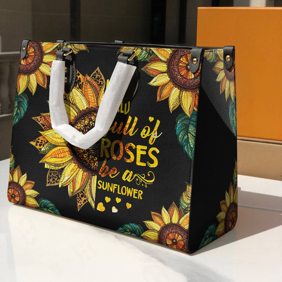 Leather Bag Be a Sunflower