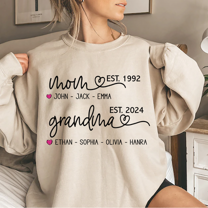 Aangepaste eerste moeder nu oma Shirt, Mom Love Shirt, Mama Shirt, oma en jaar Sweatshirt, oma hart shirt, Happy Mother's Day, cadeau voor moeder