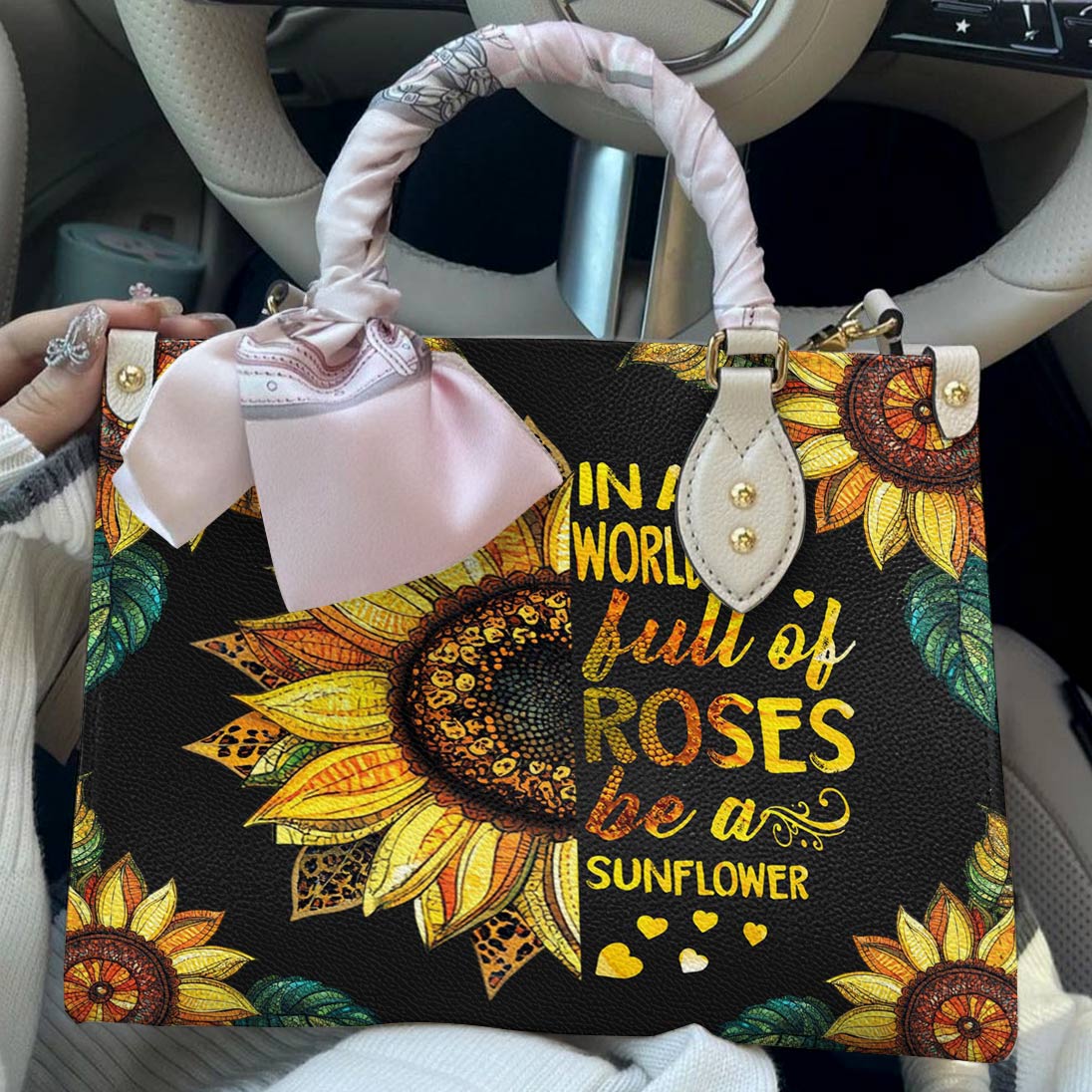 Leather Bag Be a Sunflower