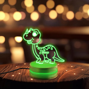 Personalized Dinosaur Acrylic Night Light for Kids - Custom LED Bedroom Decor - Perfect Birthday Gift for Boys and Girls