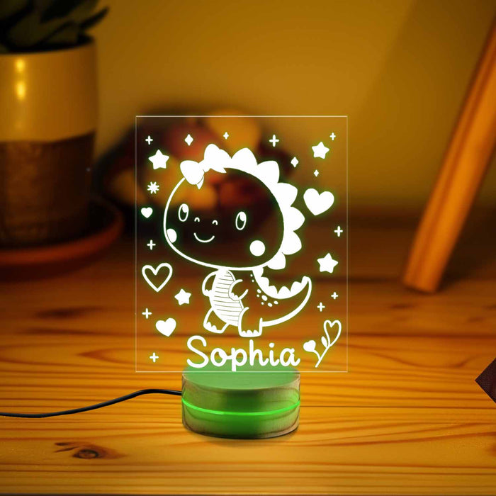 Personalized Cool Dinosaur Nigh Light, Custom dinosaur night light, Kids acrylic night light, bedroom decor, Dinosaur LED Night Light