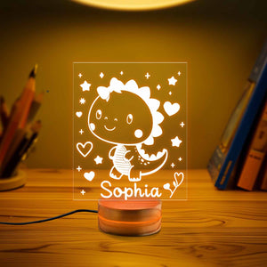 Personalized Cool Dinosaur Nigh Light, Custom dinosaur night light, Kids acrylic night light, bedroom decor, Dinosaur LED Night Light