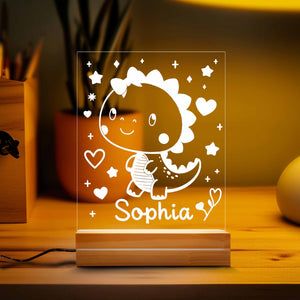 Personalized Cool Dinosaur Nigh Light, Custom dinosaur night light, Kids acrylic night light, bedroom decor, Dinosaur LED Night Light