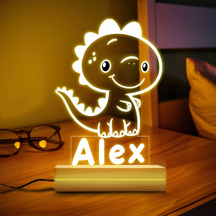 Personalized Cool Dinosaur Nigh Light, Custom dinosaur night light, Kids acrylic night light, bedroom decor, Dinosaur LED Night Light