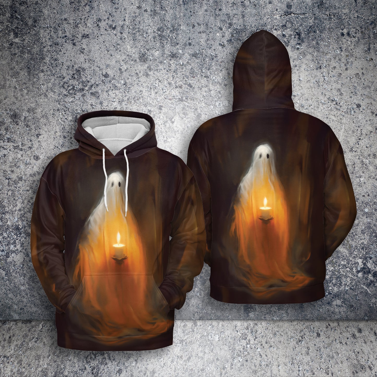 3D Geist hält eine Kerze T-Shirt Hoodie Bekleidung, Hoodie für Halloween, Halloween als Geschenk, Halloween Hoodie, Sweatshirt Halloween